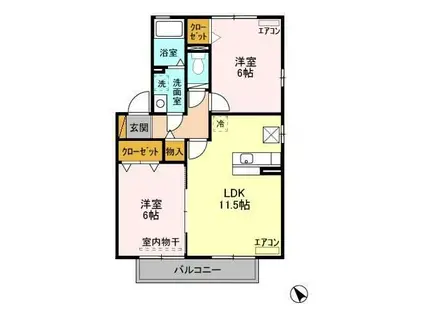 アプローズスクエアABCD(2LDK/1階)の間取り写真