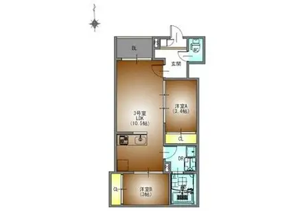 REGALEST岩塚(2LDK/1階)の間取り写真