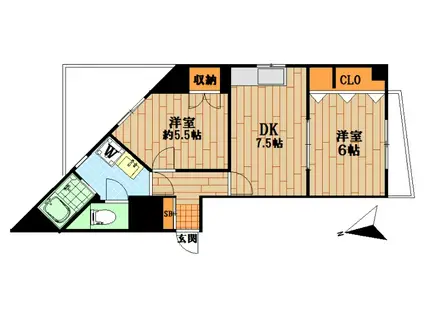 メゾン エヌ(2DK/2階)の間取り写真