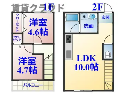 LIKE誉田(2LDK/1階)の間取り写真