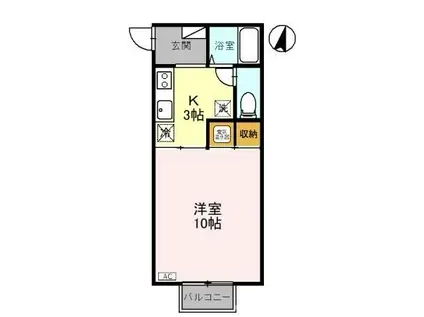 クリア上越(1K/2階)の間取り写真