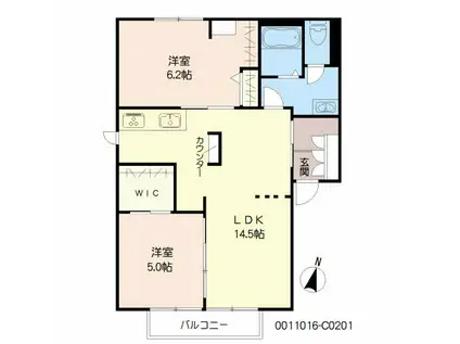 グランデージ・オヌキ C棟(2LDK/2階)の間取り写真