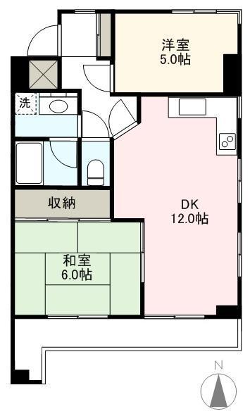 ベルエミナンス桜町マンション(2LDK/4階)の間取り写真