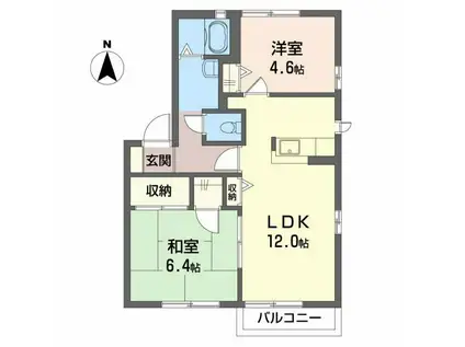 ウイングA(2LDK/2階)の間取り写真