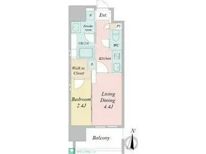 シーズンフラッツ矢場(2K/8階)の間取り写真