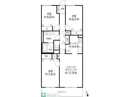 TRガーデン蕨(3LDK/4階)の間取り写真