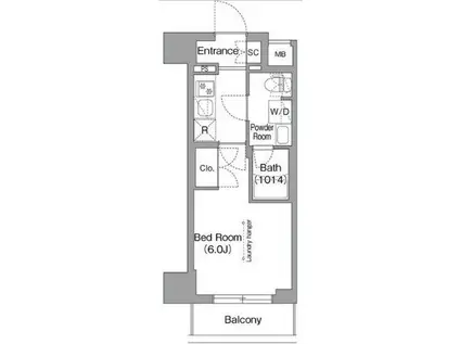 コンフォリア・リヴ横浜阪東橋(1K/6階)の間取り写真