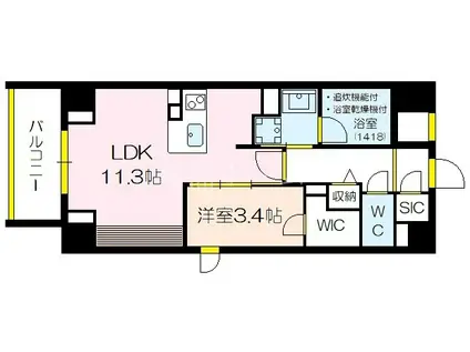 ロイヤルパークヒルズ上町(1LDK/5階)の間取り写真