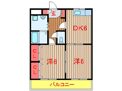 フラット習志野(2DK/1階)の間取り写真
