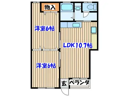 シャルマン(2LDK/1階)の間取り写真