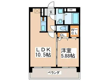 グリーンヒルズ観世(1LDK/7階)の間取り写真