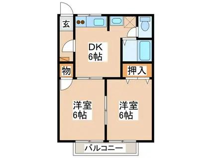 フレグランスロング(2DK/2階)の間取り写真