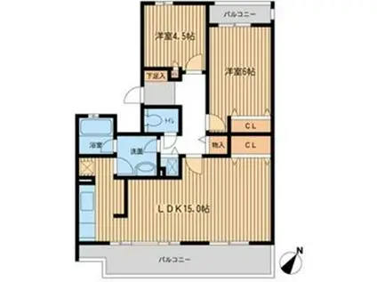 セレーノ大宮C棟C棟(2LDK/2階)の間取り写真