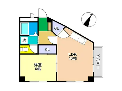 フラット南光台(1LDK/3階)の間取り写真