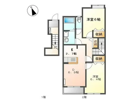 プリマベーラII(2DK/2階)の間取り写真