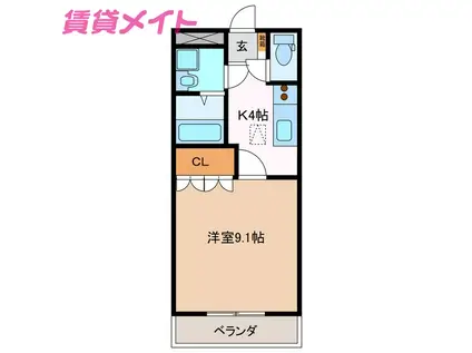 サンハイツ(1K/1階)の間取り写真