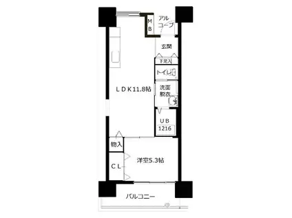 クラシオン木町 22棟(1LDK/13階)の間取り写真