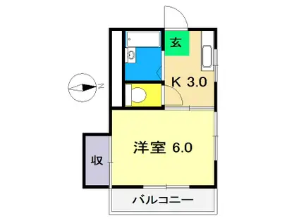 リバーハイツ東雲(1K/3階)の間取り写真