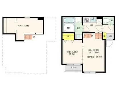 ル・クラージュ(1LDK/2階)の間取り写真