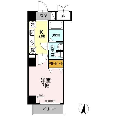 CASA八番館(1K/4階)の間取り写真