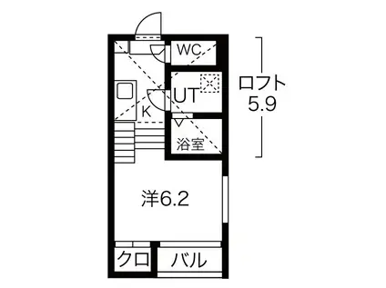 グランメゾン桜(1K/2階)の間取り写真