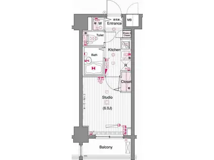 ガーラ・シティ門前仲町(1K/5階)の間取り写真