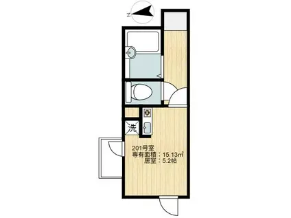 ラフィネ梅島(ワンルーム/2階)の間取り写真