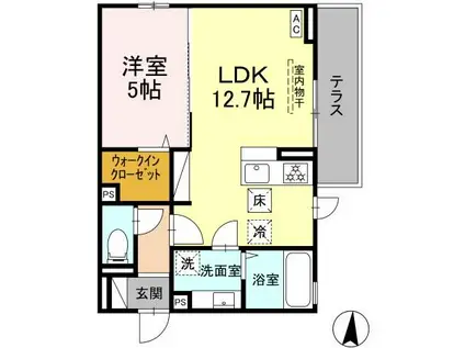 クレストTM(1LDK/1階)の間取り写真