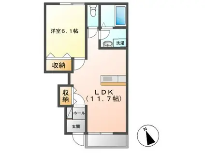 FOREST COURT S(1LDK/1階)の間取り写真