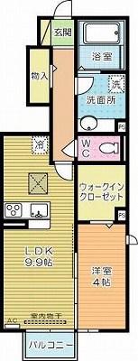 トレス日明弐番館(1LDK/1階)の間取り写真