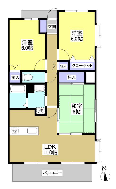 ライ・レ・ローゼ(3LDK/2階)の間取り写真