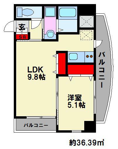 サンシャイン・ポート中井(1LDK/6階)の間取り写真