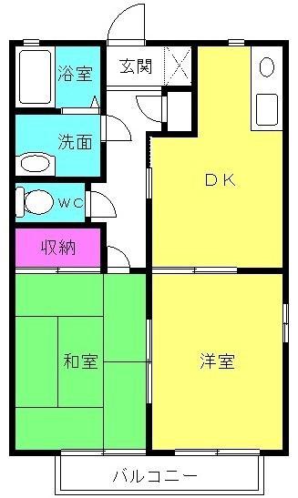 フォルステン・ドルフ A棟(2DK/2階)の間取り写真
