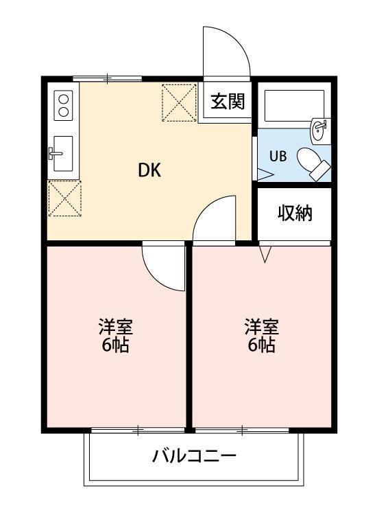 彩輝8A(2DK/2階)の間取り写真