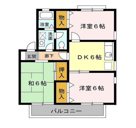 クローカス(3DK/1階)の間取り写真