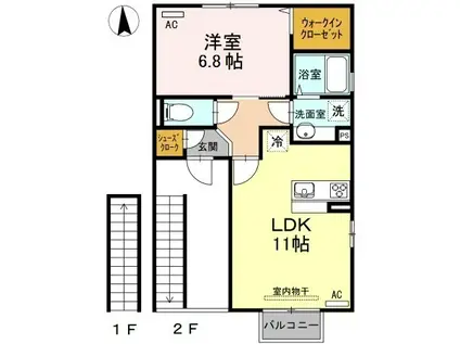 D-ROOMギャラクシー(1LDK/2階)の間取り写真