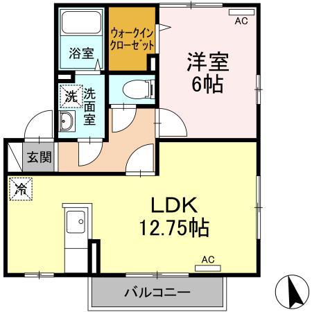 アーボリュウム深大寺(1LDK/2階)の間取り写真