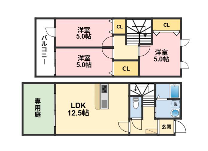 ONE VILLAGE(3LDK/1階)の間取り写真