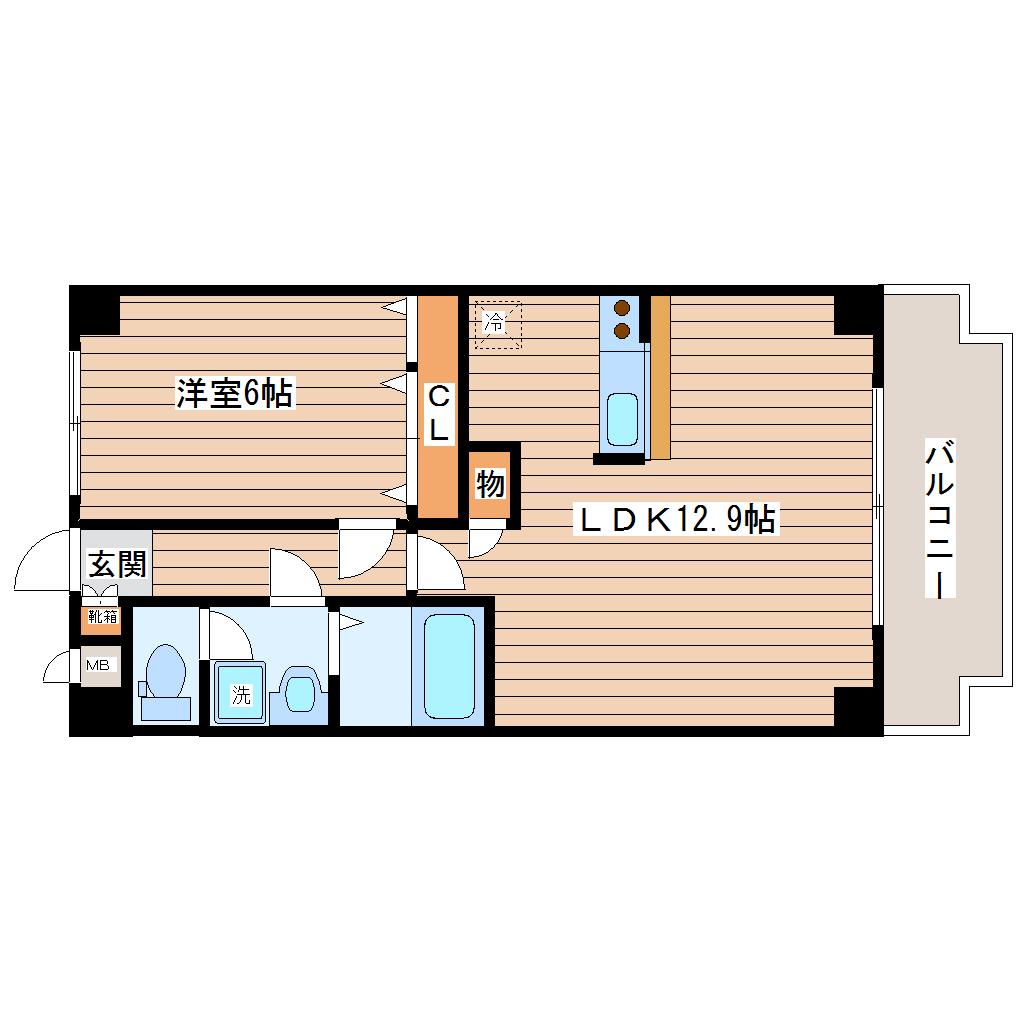 パルテノン新田(1LDK/3階)の間取り写真