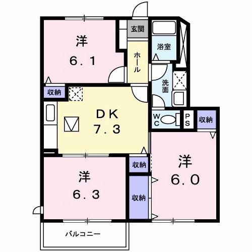 ルーラルカーサY(3DK/1階)の間取り写真