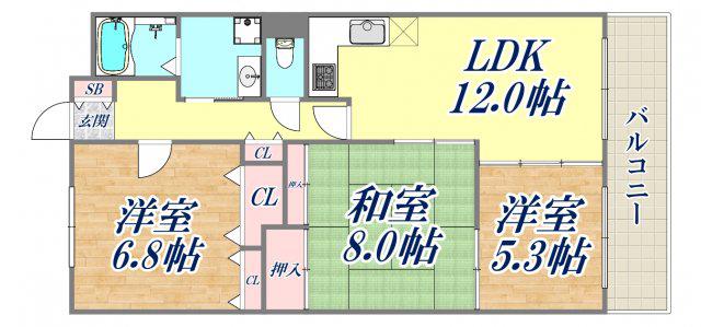 マトック荻野(3LDK/4階)の間取り写真