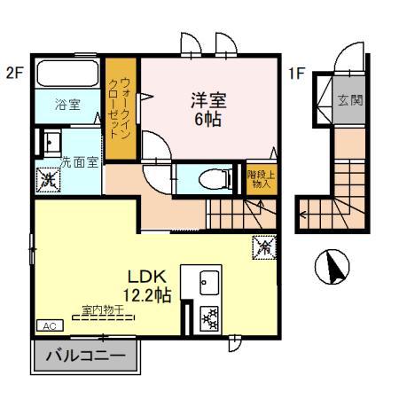 D-ROOM MK(1LDK/2階)の間取り写真