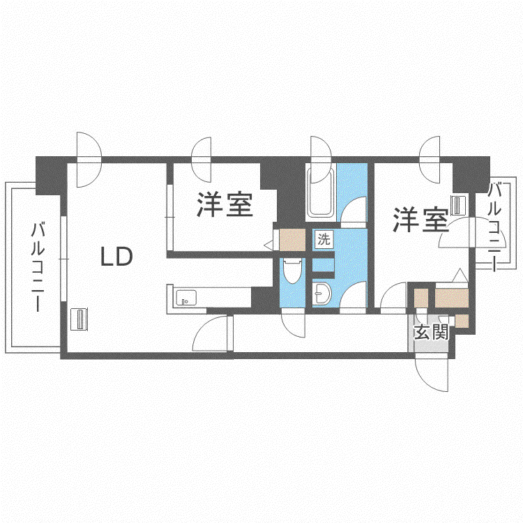 ヴォーネン円山裏参道(2LDK/8階)の間取り写真