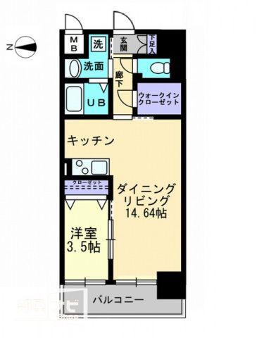ソラノ瓦町(1LDK/5階)の間取り写真