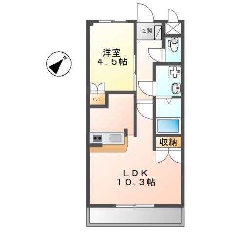 ルナフィット(1LDK/1階)の間取り写真