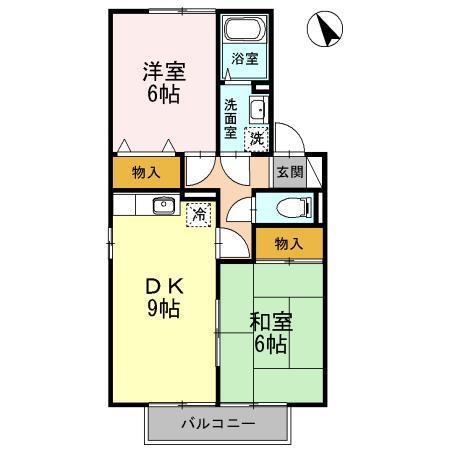 セジュールASO(2DK/1階)の間取り写真