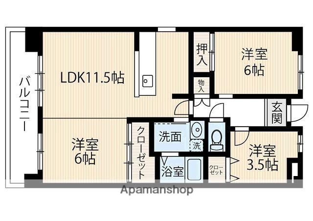 ドミナス小笹中央公園(3LDK/6階)の間取り写真