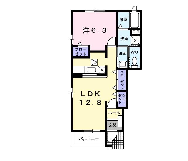 スカイハイツA(1LDK/1階)の間取り写真