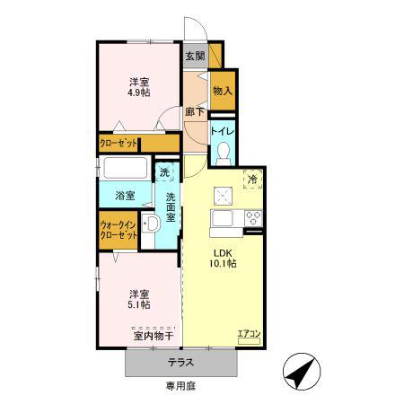 ERBENHEIMVI(2LDK/1階)の間取り写真