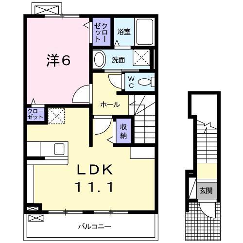 ラッフィナート(1LDK/2階)の間取り写真